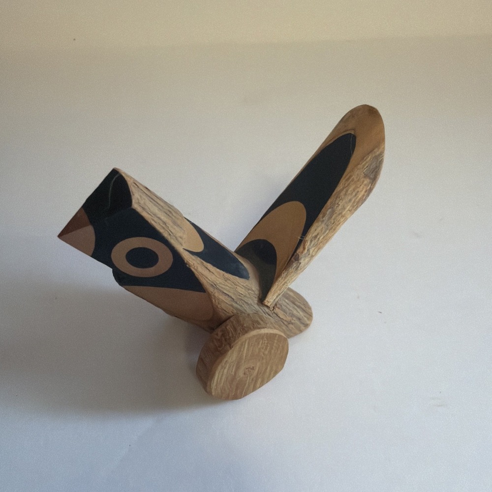Kishima Japanese Wooden Click Clack Bird Toy on wheels signed Japan Folk Art - Picture 13 of 16